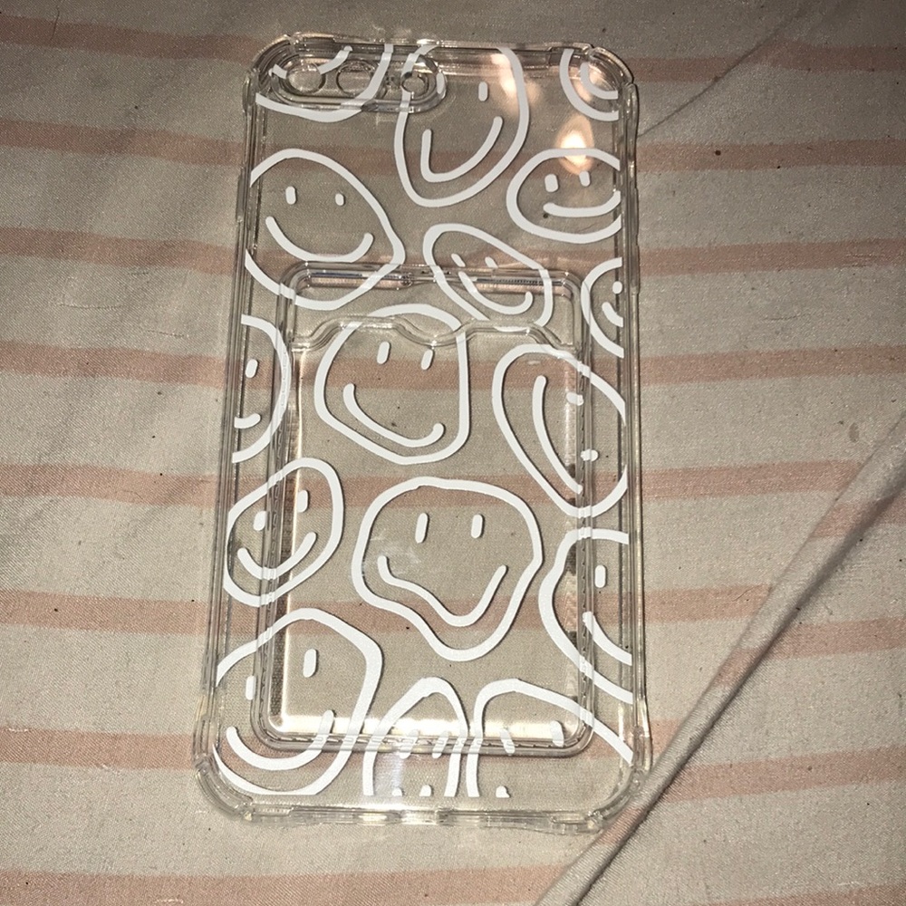 Clear white smile face case